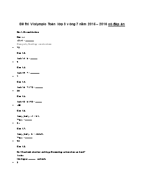 Đề và đáp án thi Violympic Toán lớp 3 vòng 7 - Năm 2015-2016